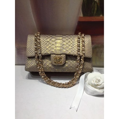 Geantă Chanel Classic Python din metal auriu A01112 auriu