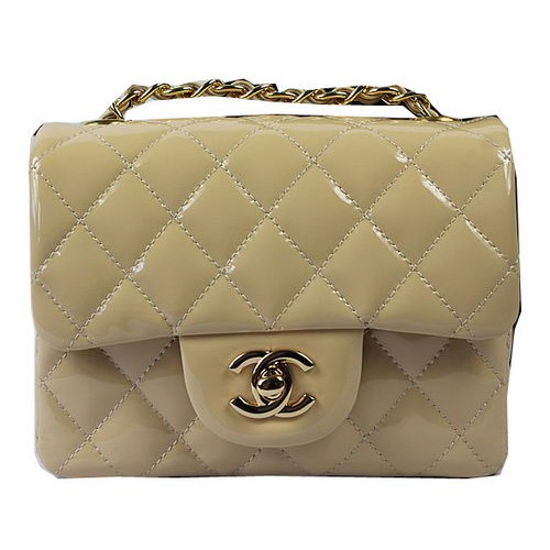 Geantă Chanel Classic MINI cu clapă, piele naturală originală, culoare caisă, CF1115, auriu