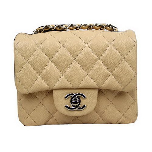 Geantă Chanel Classic MINI cu clapă CF1115 Apricot Cannage Pattern Silver
