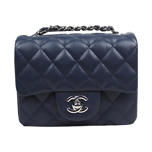 Geantă Chanel Classic MINI cu clapă CF1115 Royal Cannage Pattern Silver