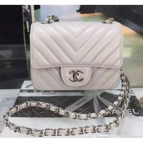 Geantă Chanel Classic MINI Flap, model Cannage, piele A8171 gri