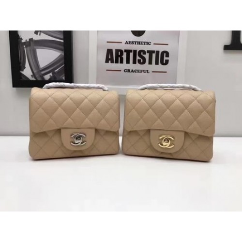 Geantă Chanel Classic MINI cu clapă, model original Cannage A1115 Caisă