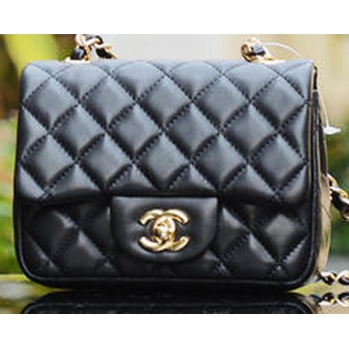 Geantă Chanel Classic MINI cu clapă din piele de oaie A1115 Negru