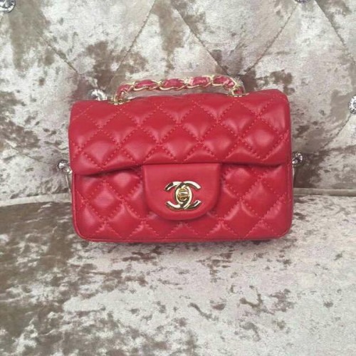 Geantă Chanel Classic MINI cu clapă din piele de oaie A1115 Roșu