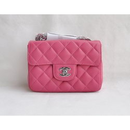 Geantă Chanel Classic Prune Red Lambskin cu lanț argintiu matlasat cu clapă 1115