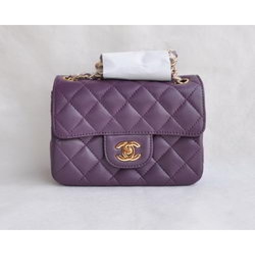 Geantă Chanel Classic Purple Lambskin Golden Chain Matlasată cu Clapă 1115