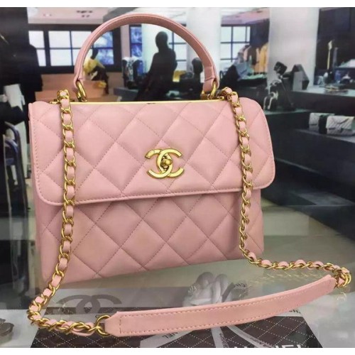 Geantă Chanel Classic Top Flap din piele originală A98079 roz