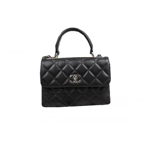 Geantă Chanel Classic Top Flap, piele de oaie originală CHA92236 Negru