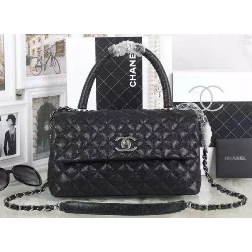 Geantă Chanel Classic Top Handle Pattern Cannage A92991 Negru