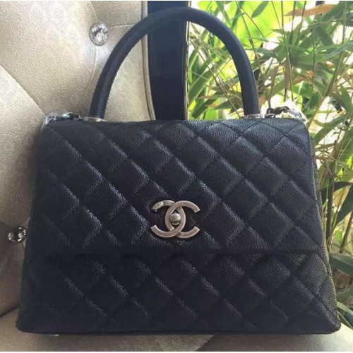 Geantă Chanel Classic cu mâner superior, model original Cannage A95169, neagră
