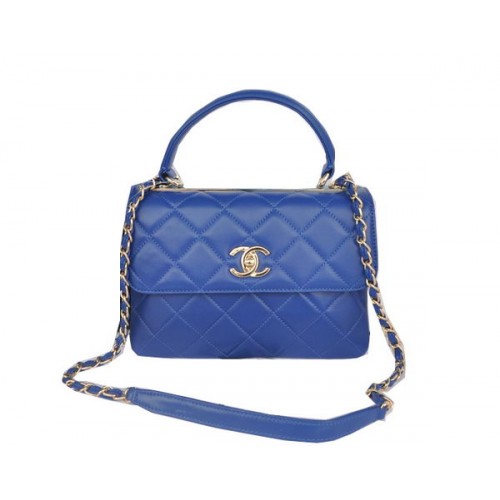Geantă Chanel Classic cu mâner superior, piele de oaie originală CHA92236 Royal
