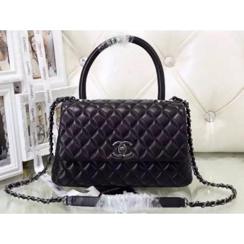 Geantă Chanel Classic cu mâner superior din piele de oaie A92991 Negru