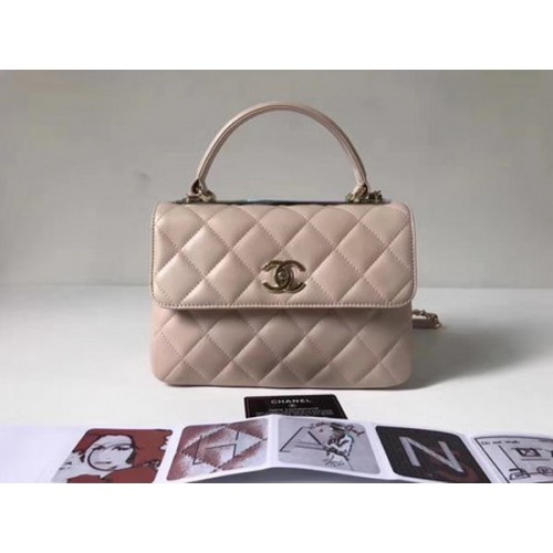 Geantă Chanel Classic cu mâner superior din piele de oaie CHA2371 Offwhite