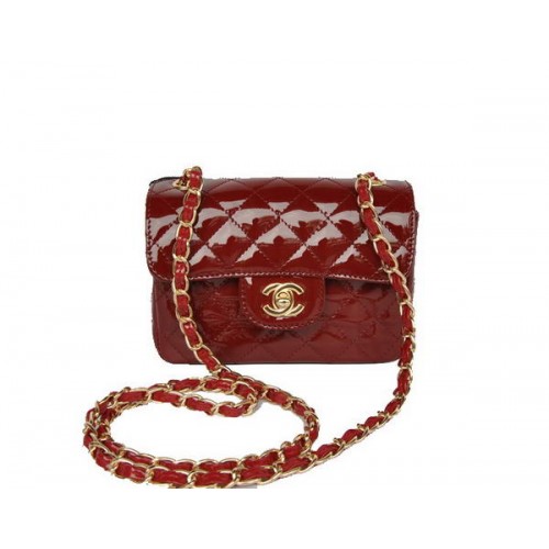 Geantă Chanel Classic mini Flap, en-gros, 1115, cu fermoar auriu, model Bordeaux Patent