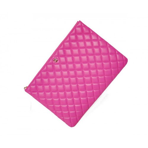 Geantă de mână Chanel din piele de oaie roz A67780 aurie