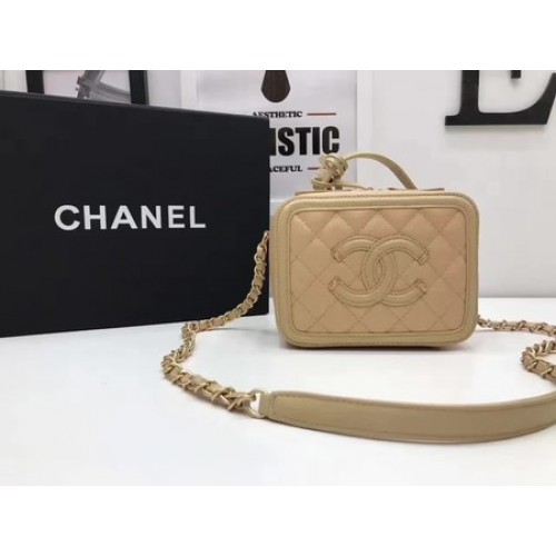 Geantă cosmetică Chanel, model original Cannage A93341, culoare caisă