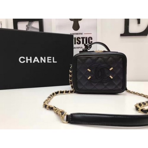 Geantă cosmetică Chanel Model Cannage original A93341 Negru