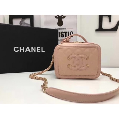 Geantă cosmetică Chanel Model original Cannage A93341 Roz