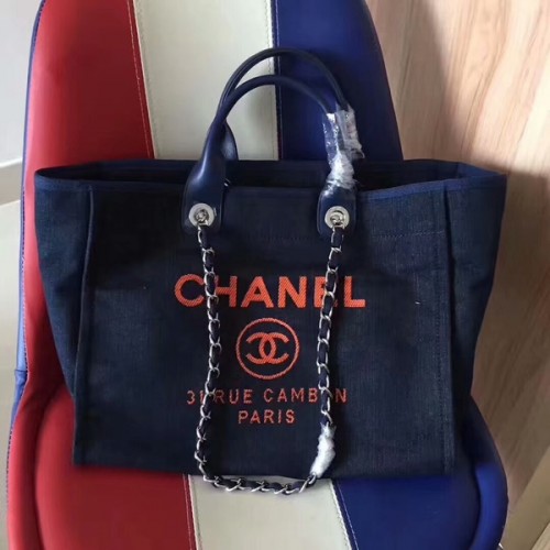 Geantă Chanel Deauville Tote Bag Original Canvas Leather A68047-10