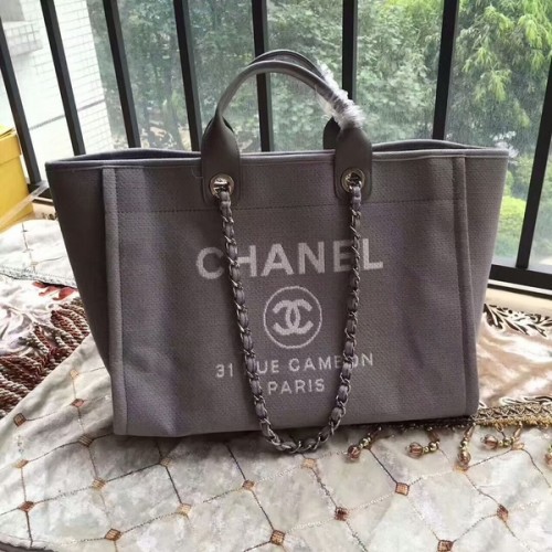 Geantă Chanel Deauville Tote Bag Original Canvas Leather A68047-11