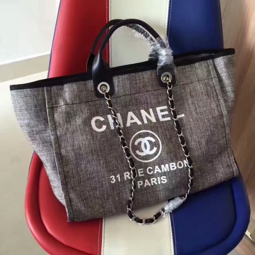 Geantă Chanel Deauville Tote Bag Original Canvas Leather A68047-3
