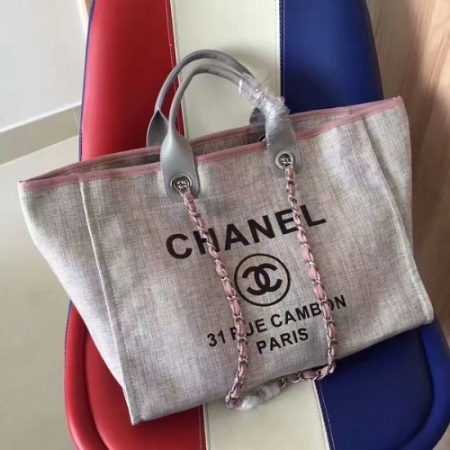 Geantă Chanel Deauville Tote Bag Original Canvas Leather A68047-4