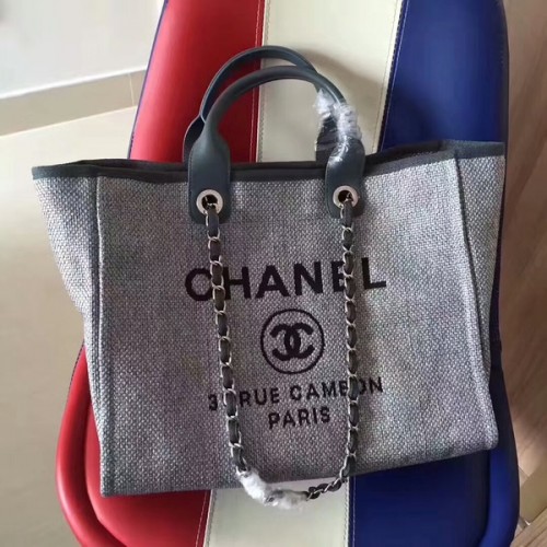 Geantă Chanel Deauville Tote Bag Original Canvas Leather A68047-5