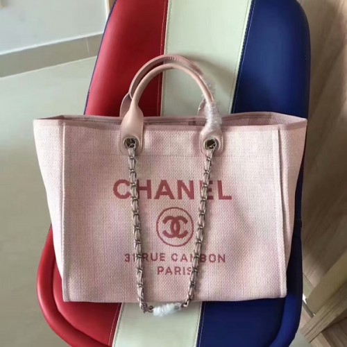 Geantă Chanel Deauville Tote Bag Original Canvas Leather A68047-6