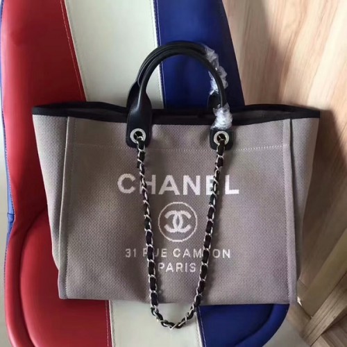 Geantă Chanel Deauville Tote Bag Original Canvas Leather A68047-9