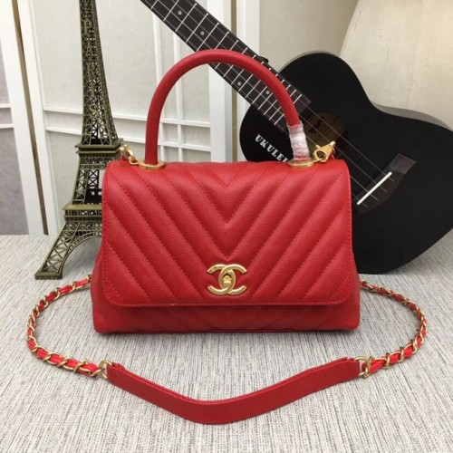 Geantă Chanel Flap cu mâner superior 36620 roșie