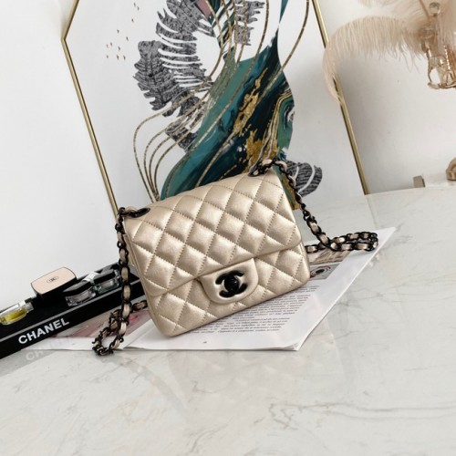 Geantă de umăr Chanel Flap Lambskin 1115 aurie
