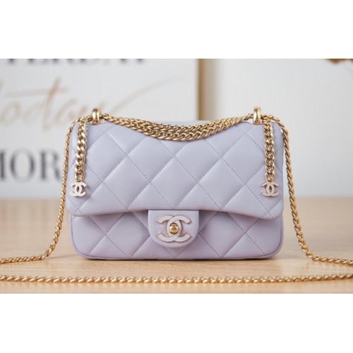 Geantă de umăr mică Chanel Flap Lambskin AS3114 Lavandă