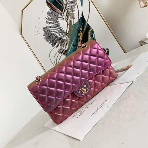 Geantă de umăr Chanel Flap Mirage din piele de miel AS1112 violet