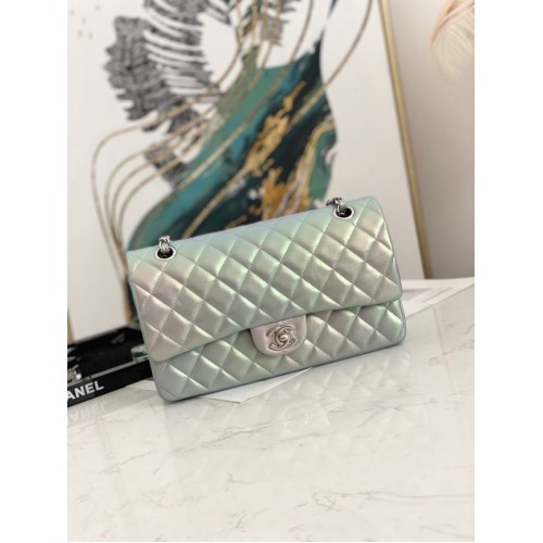Geantă de umăr Chanel Flap Mirage din piele de miel AS1112 albastru deschis