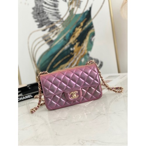 Geantă de umăr Chanel Flap Mirage din piele de miel AS1116 violet