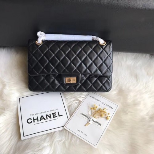 Lanț Chanel Flap Original Cowhide Leather 30225 din aur negru