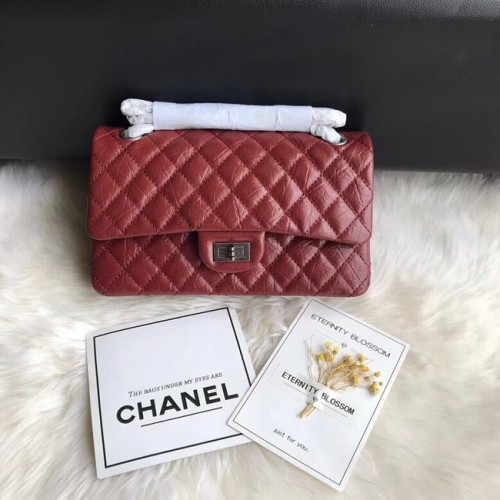 Geantă Chanel Flap Original Cowhide Leather 30225 lanț roșu din argint