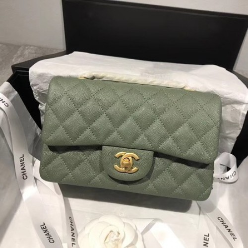 Geantă de umăr Chanel Flap Original Caviar Leather CF1116 verde
