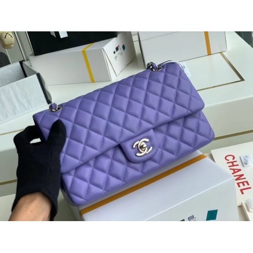 Geantă de umăr Chanel cu clapă, piele de oaie originală A1112 violet