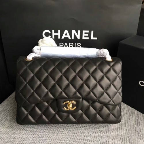 Genți de umăr Chanel Flap, piele de miel originală neagră CF1113 Glow
