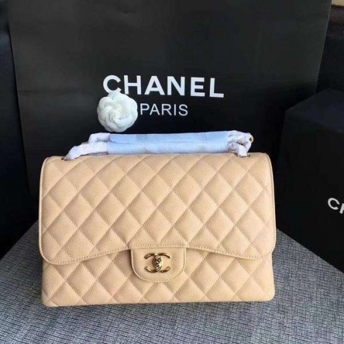 Genți de umăr Chanel Flap Camel Original Vitel Leather CF1113 Gold