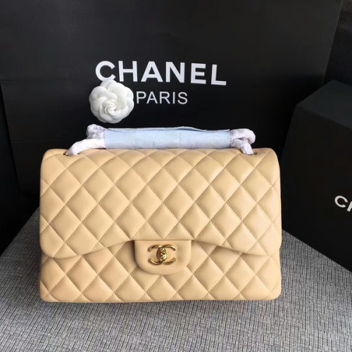 Genți de umăr Chanel Flap Camel Original Lambskin Leather CF1113 Glod
