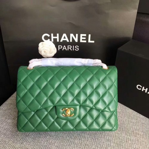 Genți de umăr Chanel Flap, piele de miel originală, verde CF1113 Glow