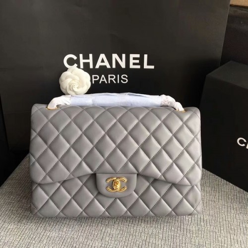 Genți de umăr Chanel Flap, piele de miel originală, gri, CF1113 Glow