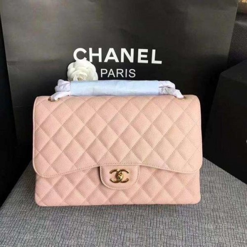 Genți de umăr Chanel Flap roz, piele de vițel originală CF1113 auriu