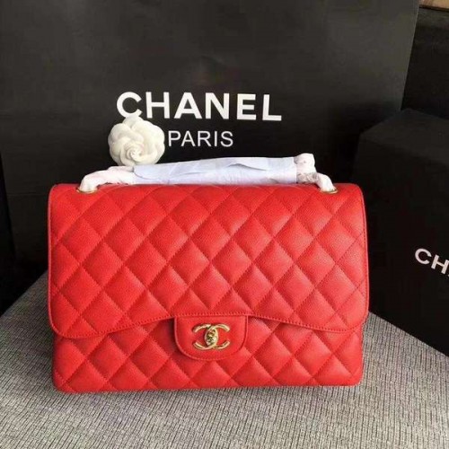 Genți de umăr Chanel Flap, piele de vițel originală, roșii, CF1113, aurii
