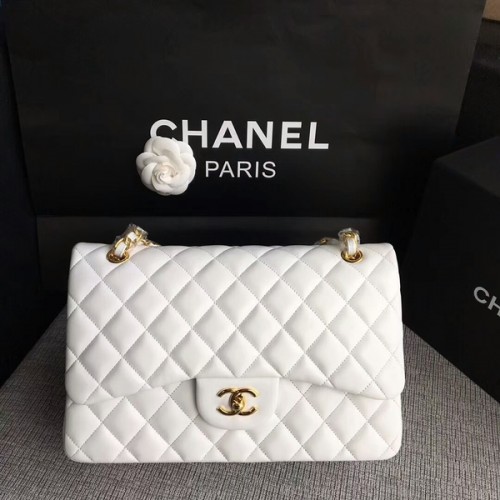 Genți de umăr Chanel Flap, piele de miel originală, albă CF1113 Glow