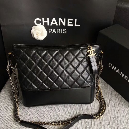 Geantă de umăr Chanel Gabrielle din piele de vițel originală A93842 neagră