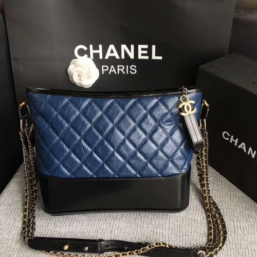 Geantă de umăr Chanel Gabrielle din piele de vițel originală A93842 albastră