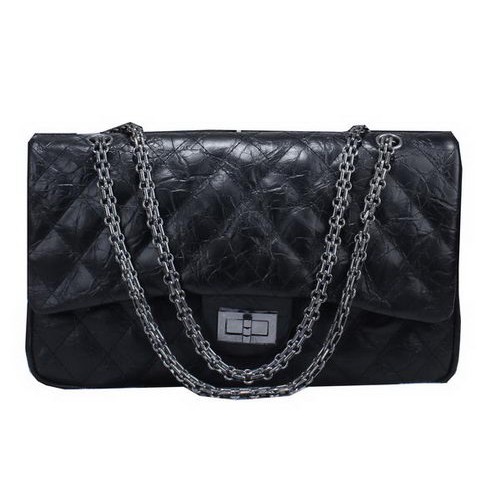 Geantă Chanel Glazed Crackled Leather Classic Flap A30225 Negru